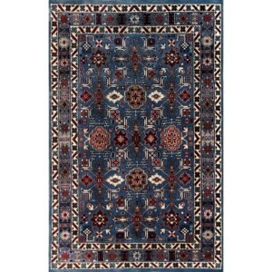 4x6 ft Hand Knotted Woolen Carpet Gray Floral
