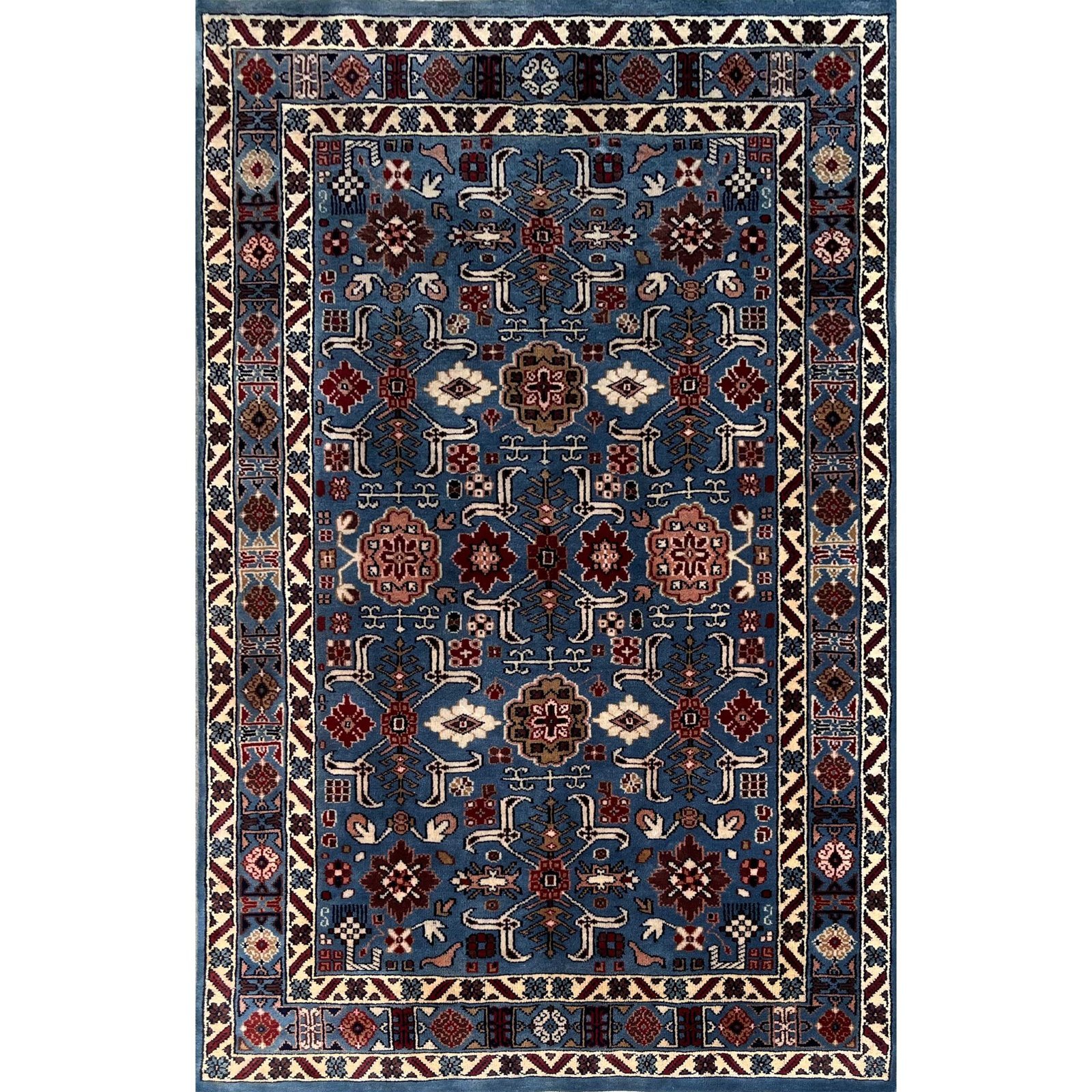 4x6 ft Hand Knotted Woolen Carpet Gray Floral