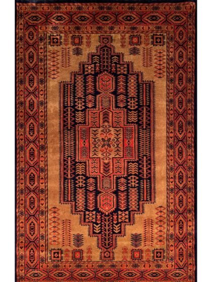 4x6 ft Hand Knotted Wool Carpet Black-Brown Teer