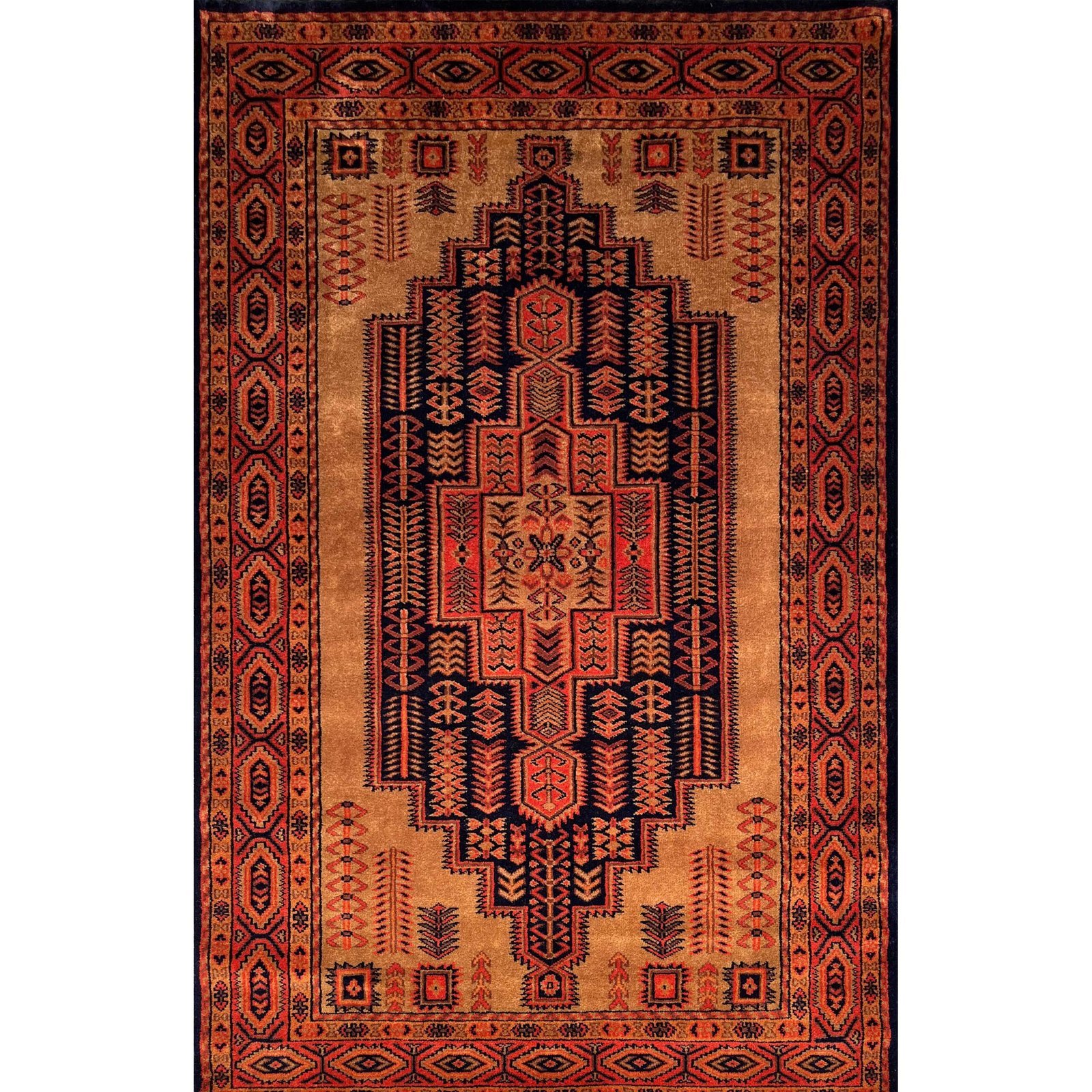 4x6 ft Hand Knotted Wool Carpet Black-Brown Teer