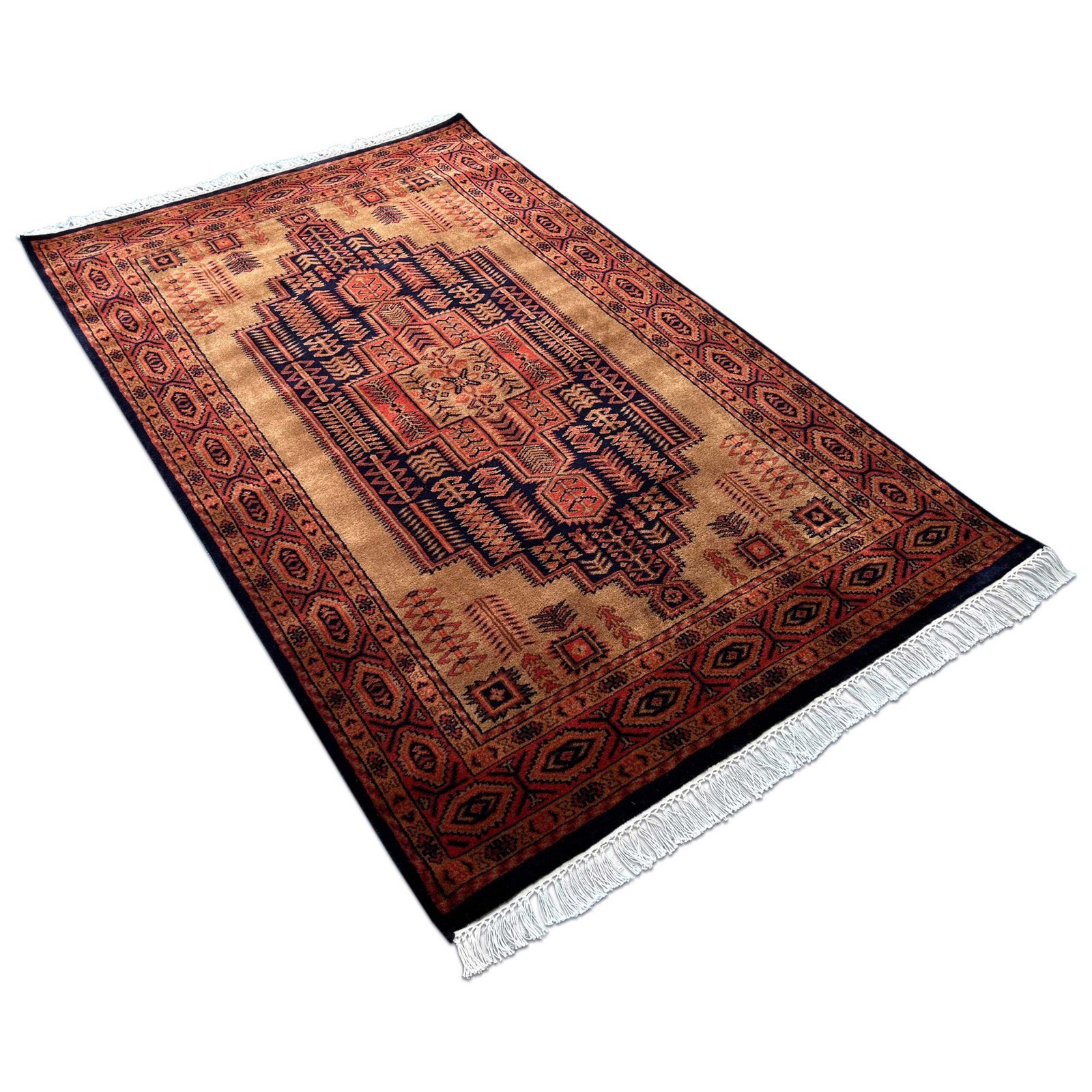 4x6 ft Hand Knotted Wool Carpet Black-Brown Teer - Image 6