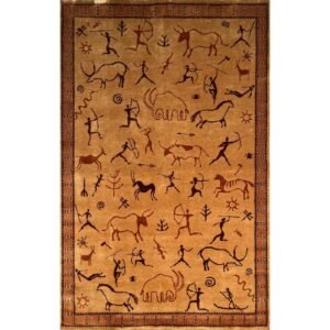 4x6 ft Hand Knotted Wool Carpet Camel Trib-Hunt