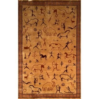 4x6 ft Hand Knotted Wool Carpet Camel Trib-Hunt