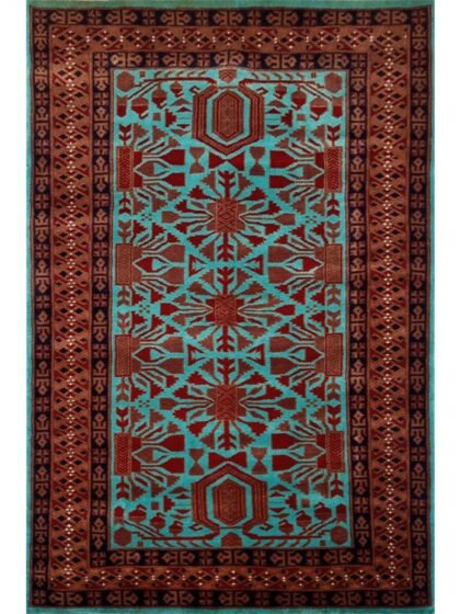 4×6 Feet Hand Knotted Wool Carpet Turquoise