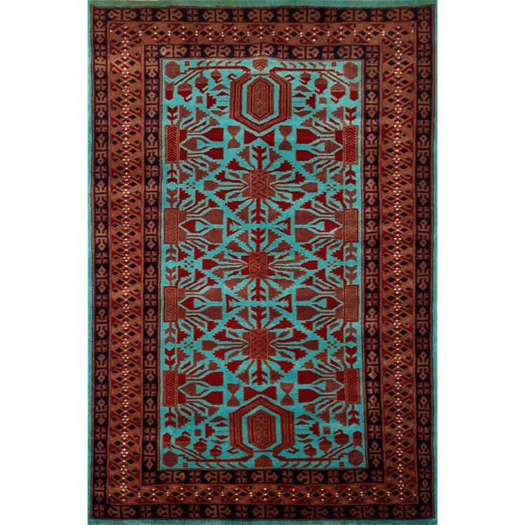 4×6 Feet Hand Knotted Wool Carpet Turquoise