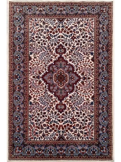 4×6 Feet White Hand Knotted Kashan Carpet