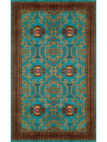 4x7 Feet Handmade Turquoise Wool Carpet Palace