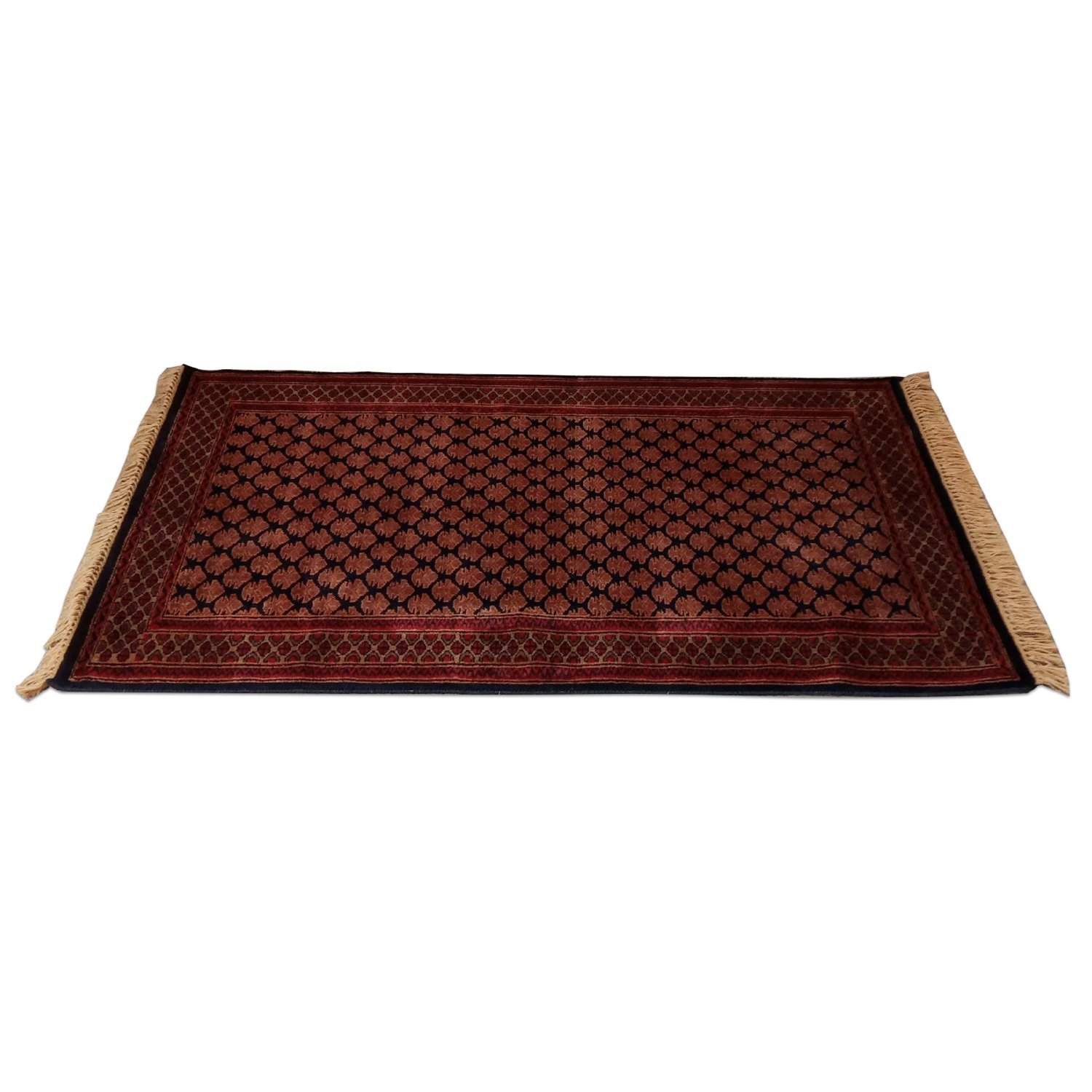 3×5 Feet Handmade Carpet Royal Black Hand Knotted Lichi Wool Carpet - Image 2