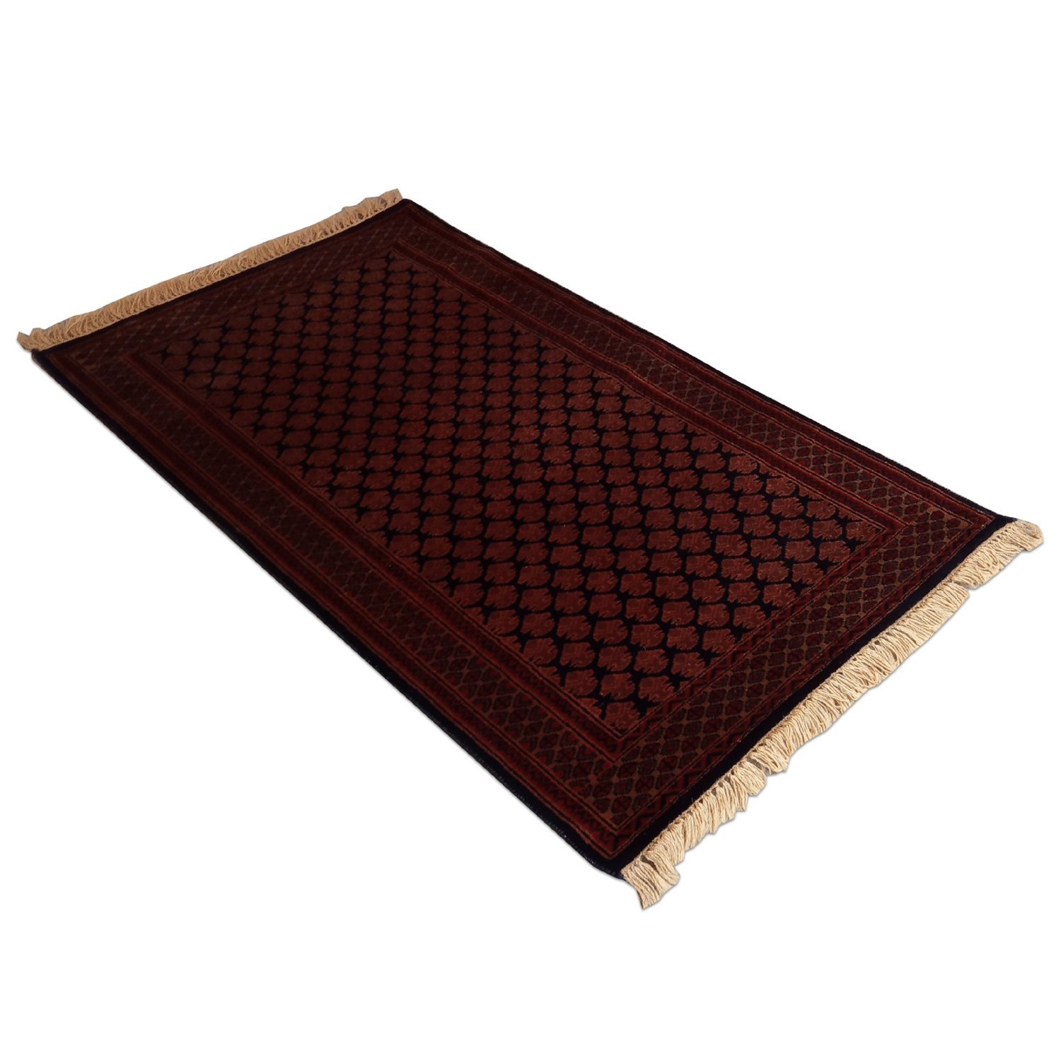 3×5 Feet Handmade Carpet Royal Black Hand Knotted Lichi Wool Carpet - Image 3