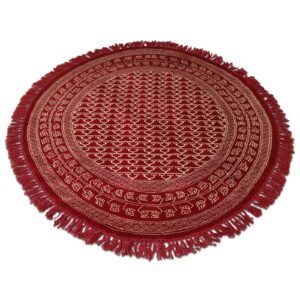 5x5 ft Round Hand Knotted Wool Carpet Parda (Red)