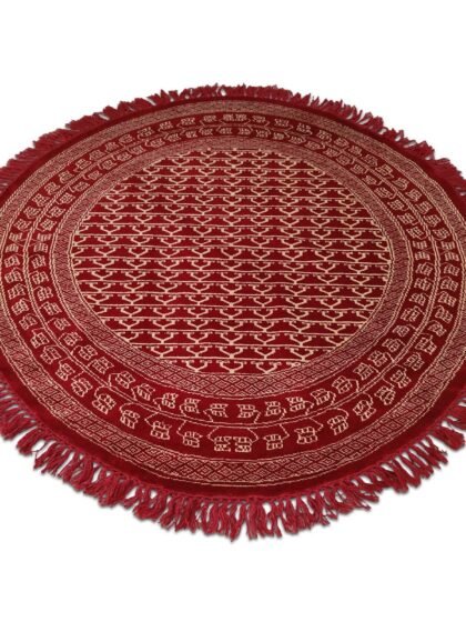 5x5 ft Round Hand Knotted Wool Carpet Parda (Red)