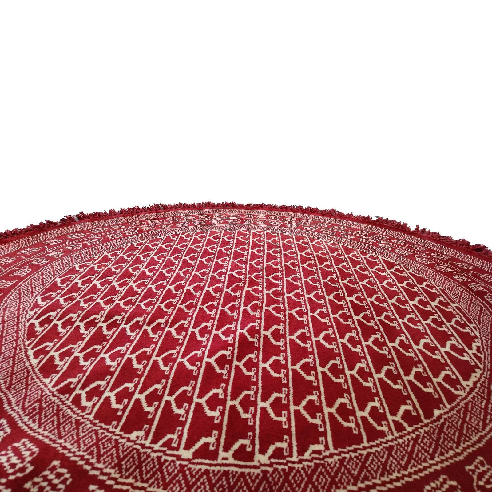 5x5 ft Round Hand Knotted Wool Carpet Parda (Red) - Image 3