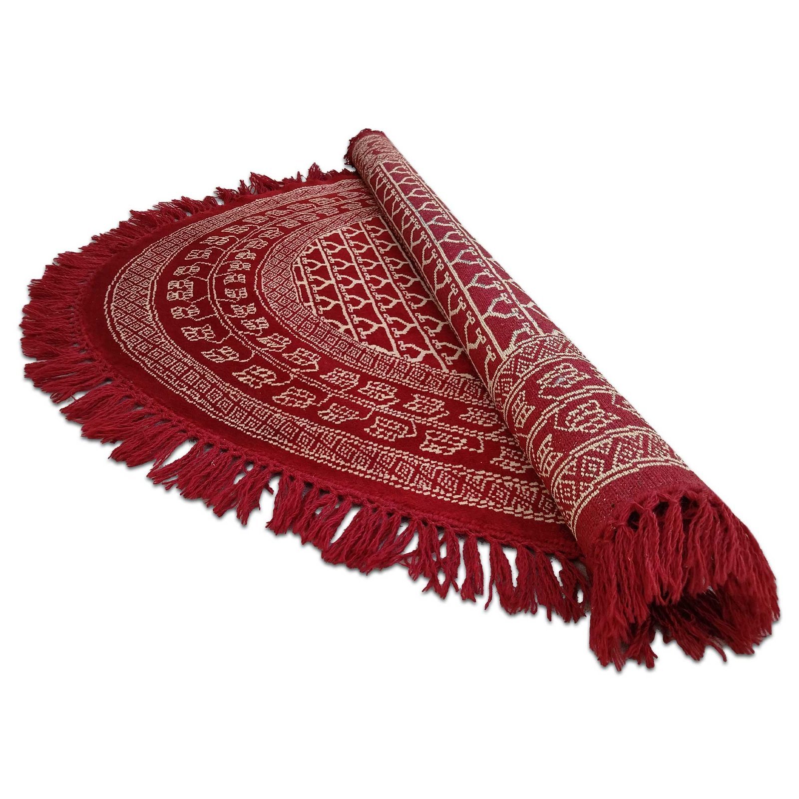 5x5 ft Round Hand Knotted Wool Carpet Parda (Red) - Image 5