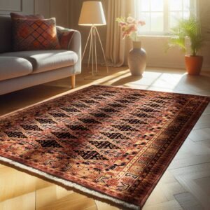 5x7 Feet Peach Hand Knotted Wool Carpet Bukhara