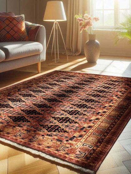 5x7 Feet Peach Hand Knotted Wool Carpet Bukhara