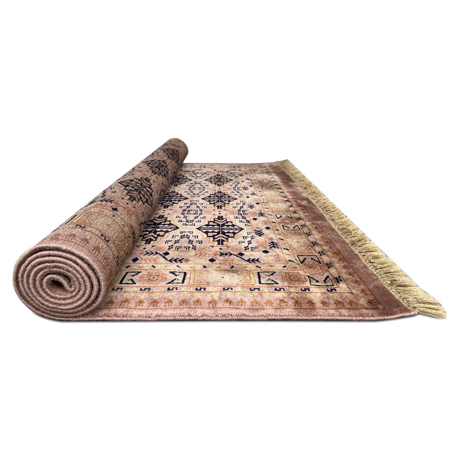 5x7 Feet Peach Hand Knotted Wool Carpet Bukhara - Image 6
