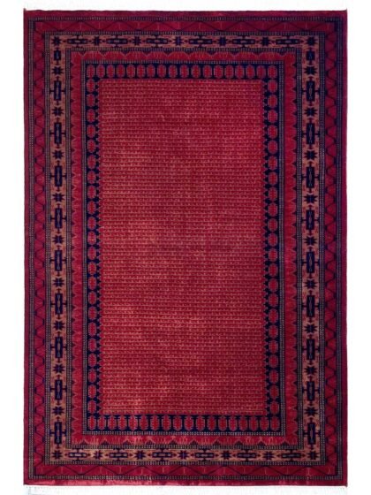 Handmade Hand Knotted Wool Area Carpet, Red, Traditional Kanta Style, 5x7 ft