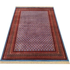 5x7 ft Blue Hand Knotted Wool Carpet