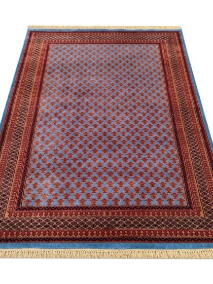 5x7 ft Blue Hand Knotted Wool Carpet