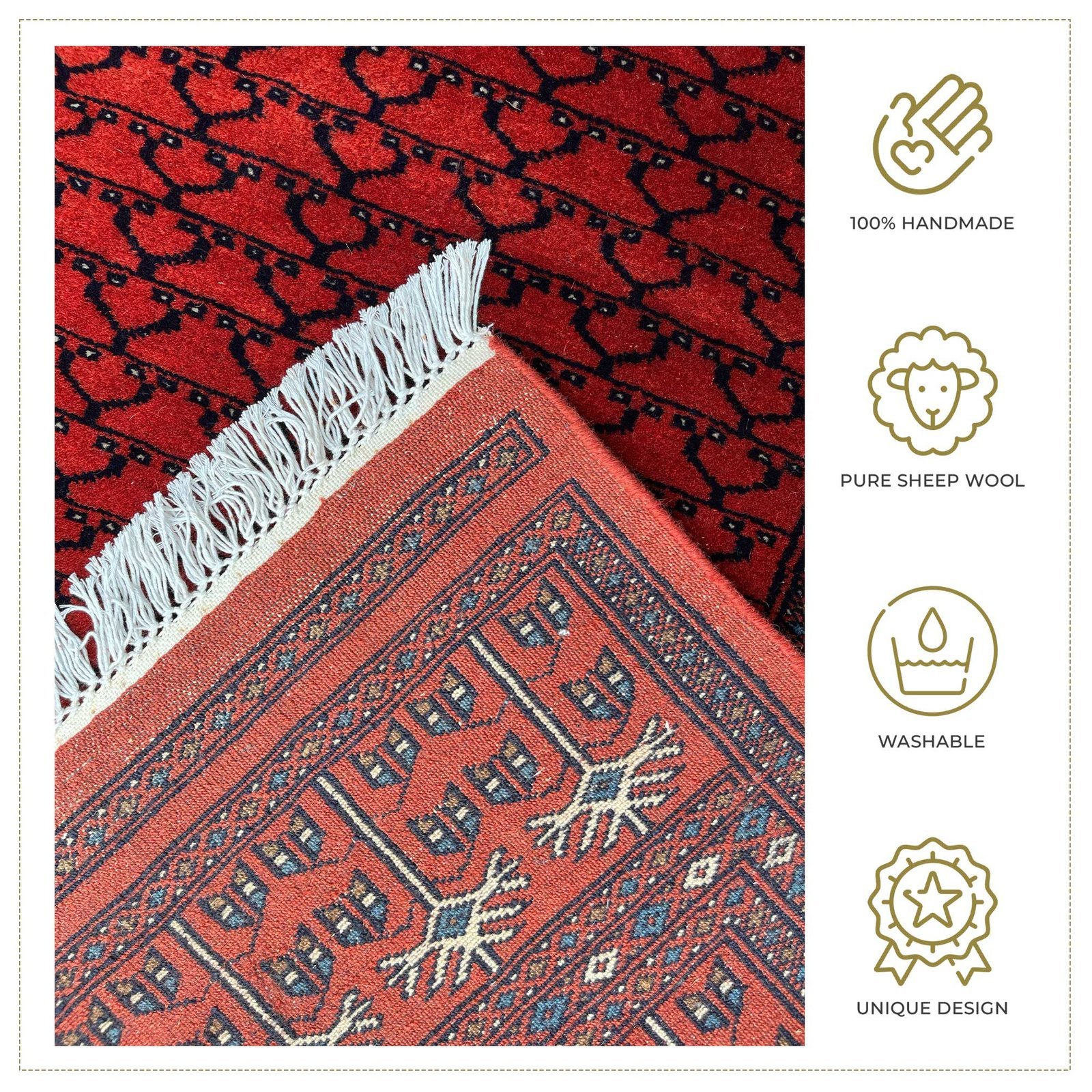 5x7 ft Hand Knotted Wool Carpet Burnt orange Parda - Image 4