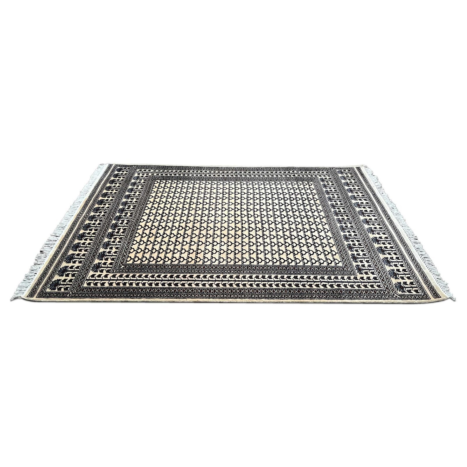 5x7 ft Hand Knotted Wool Carpet White Parda - Image 8