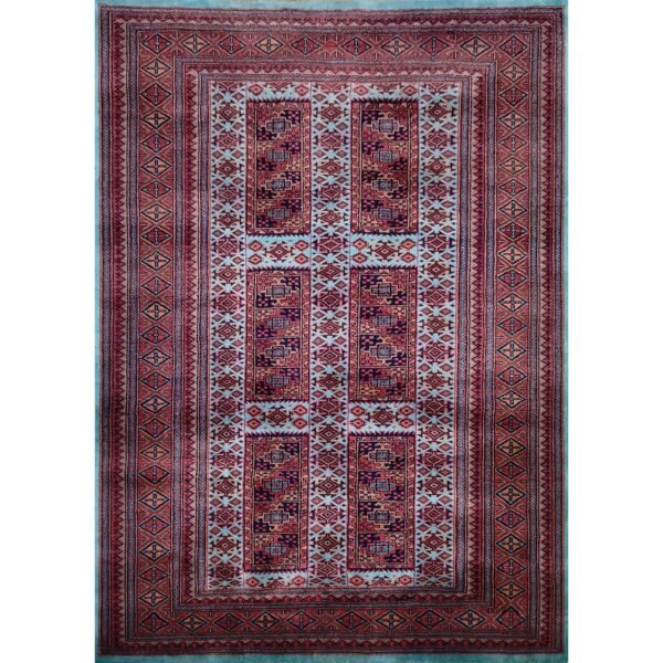 5x7 ft Hand Knotted Turquoise Wool Carpet Tribal