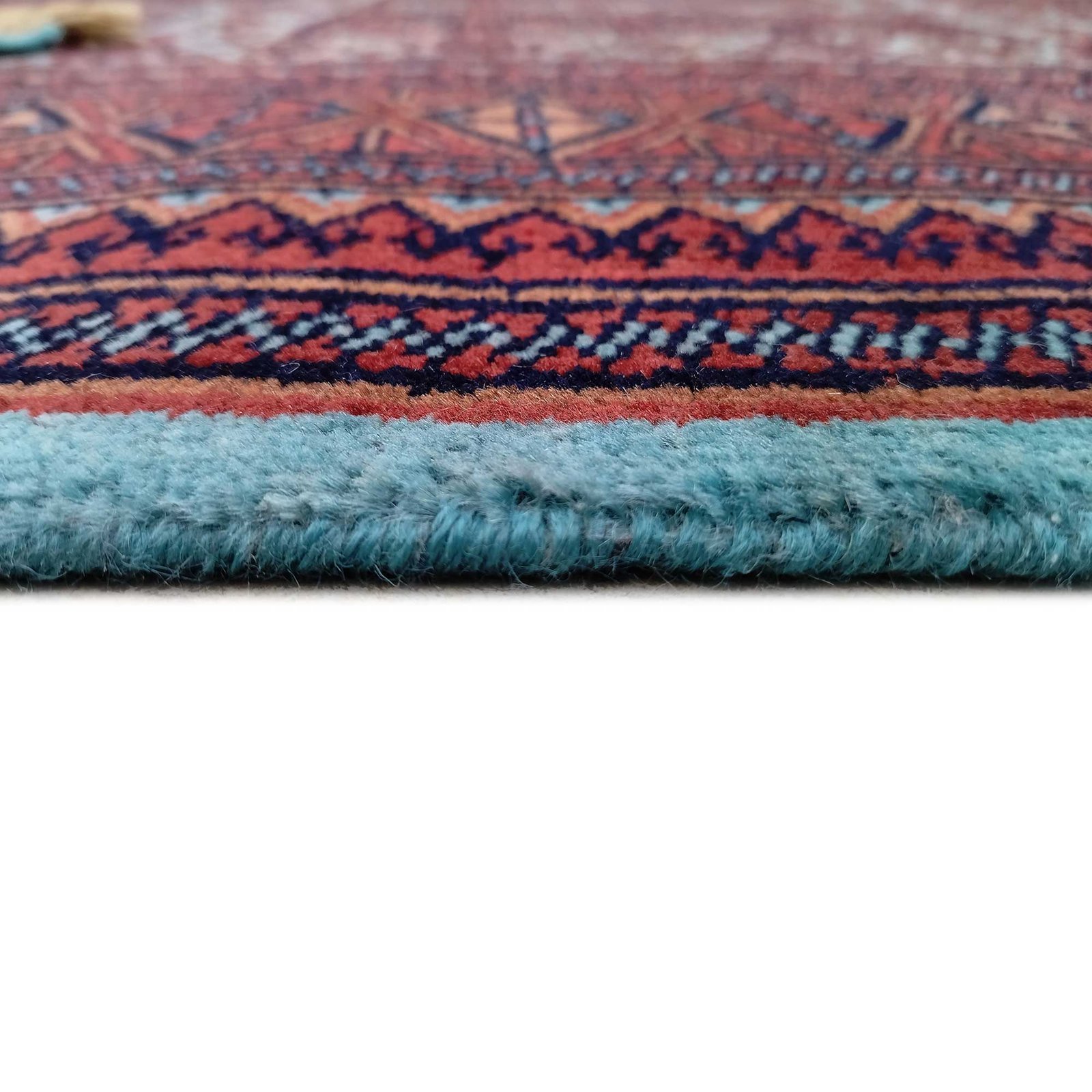 5x7 ft Hand Knotted Turquoise Wool Carpet Tribal - Image 5