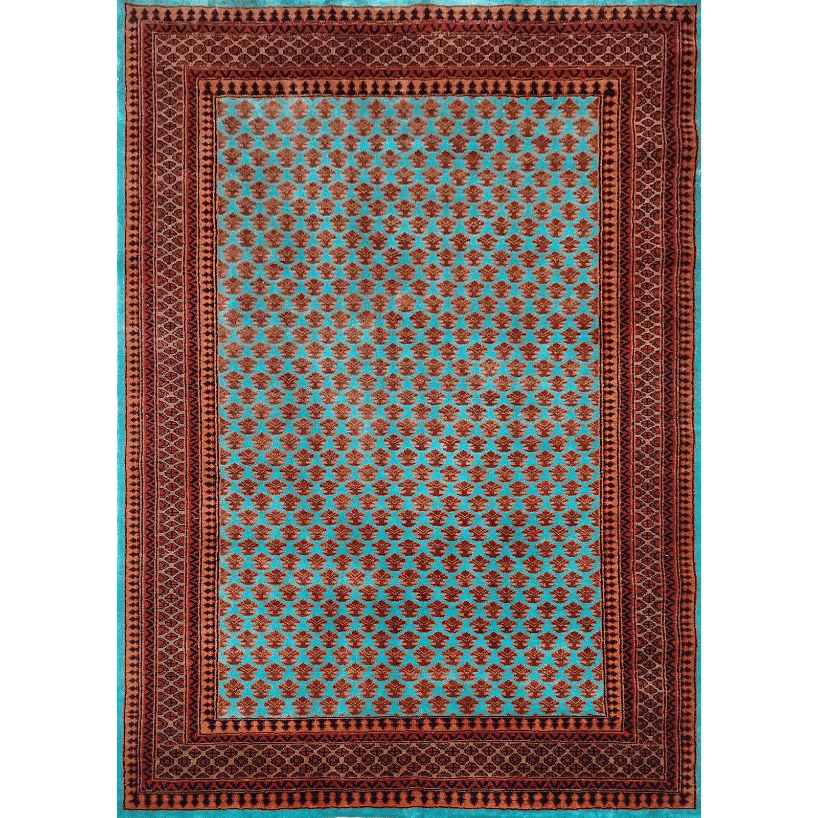 5x7 Feet Hand Knotted Wool Carpet Turquoise