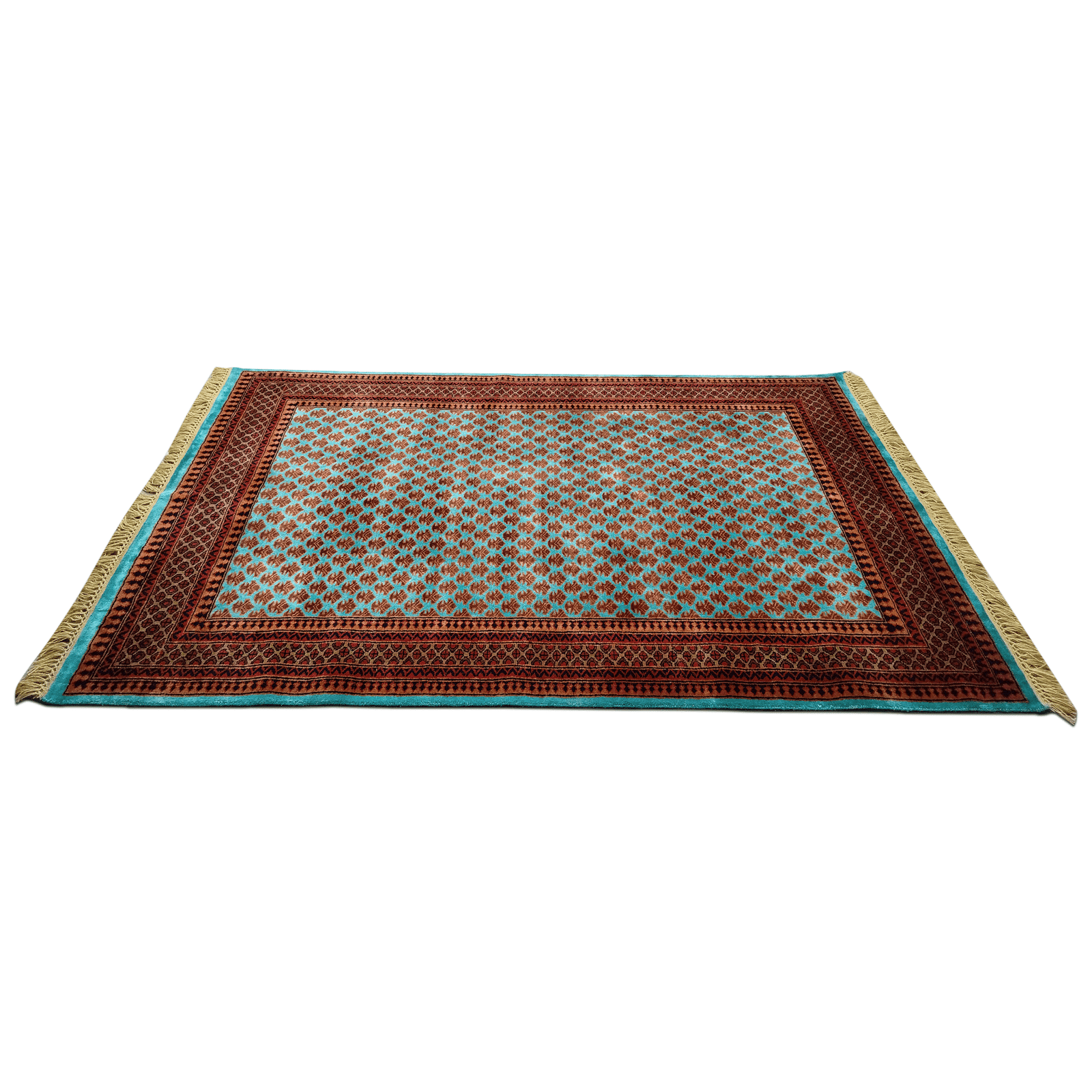5x7 Feet Hand Knotted Wool Carpet Turquoise - Image 2