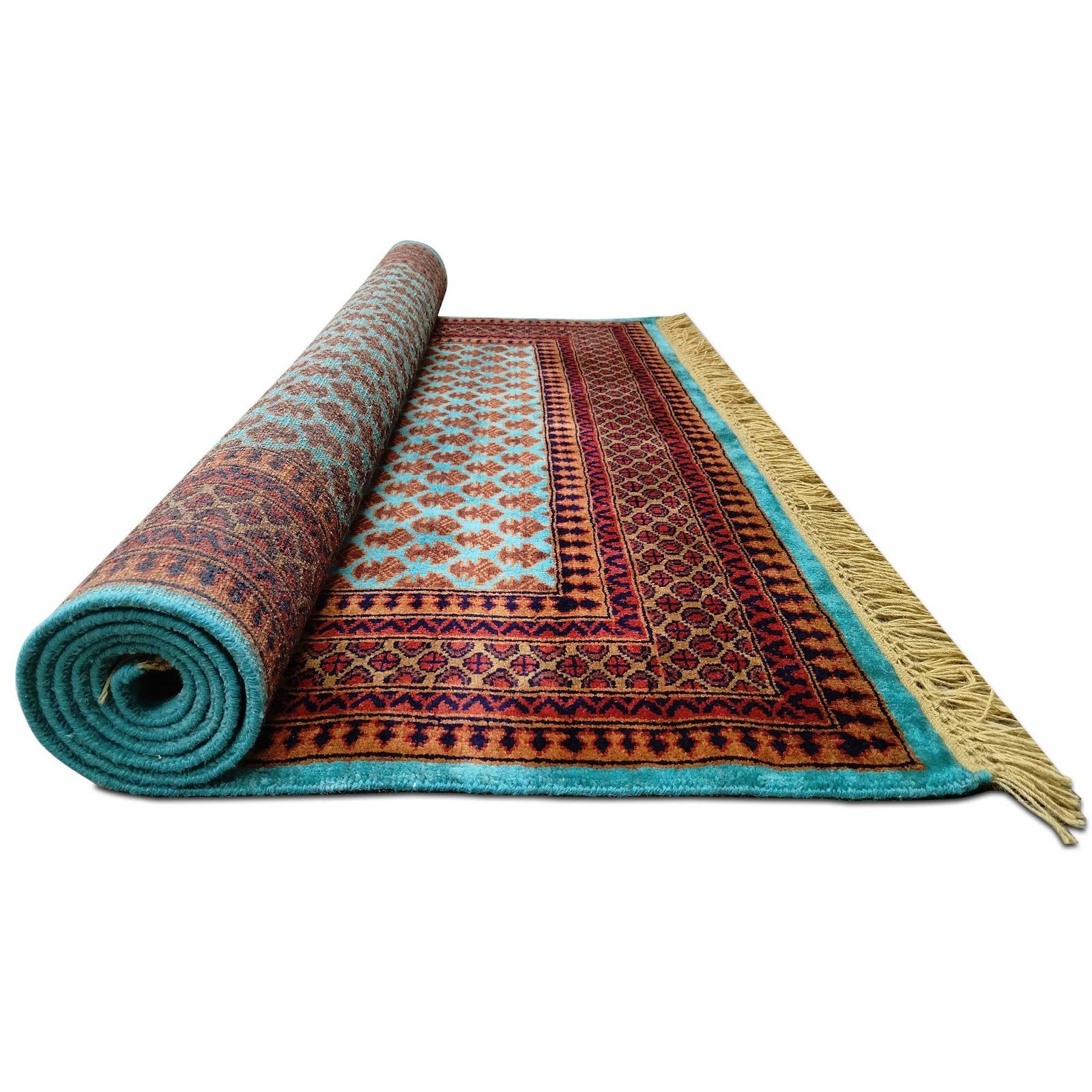 5x7 Feet Hand Knotted Wool Carpet Turquoise - Image 6