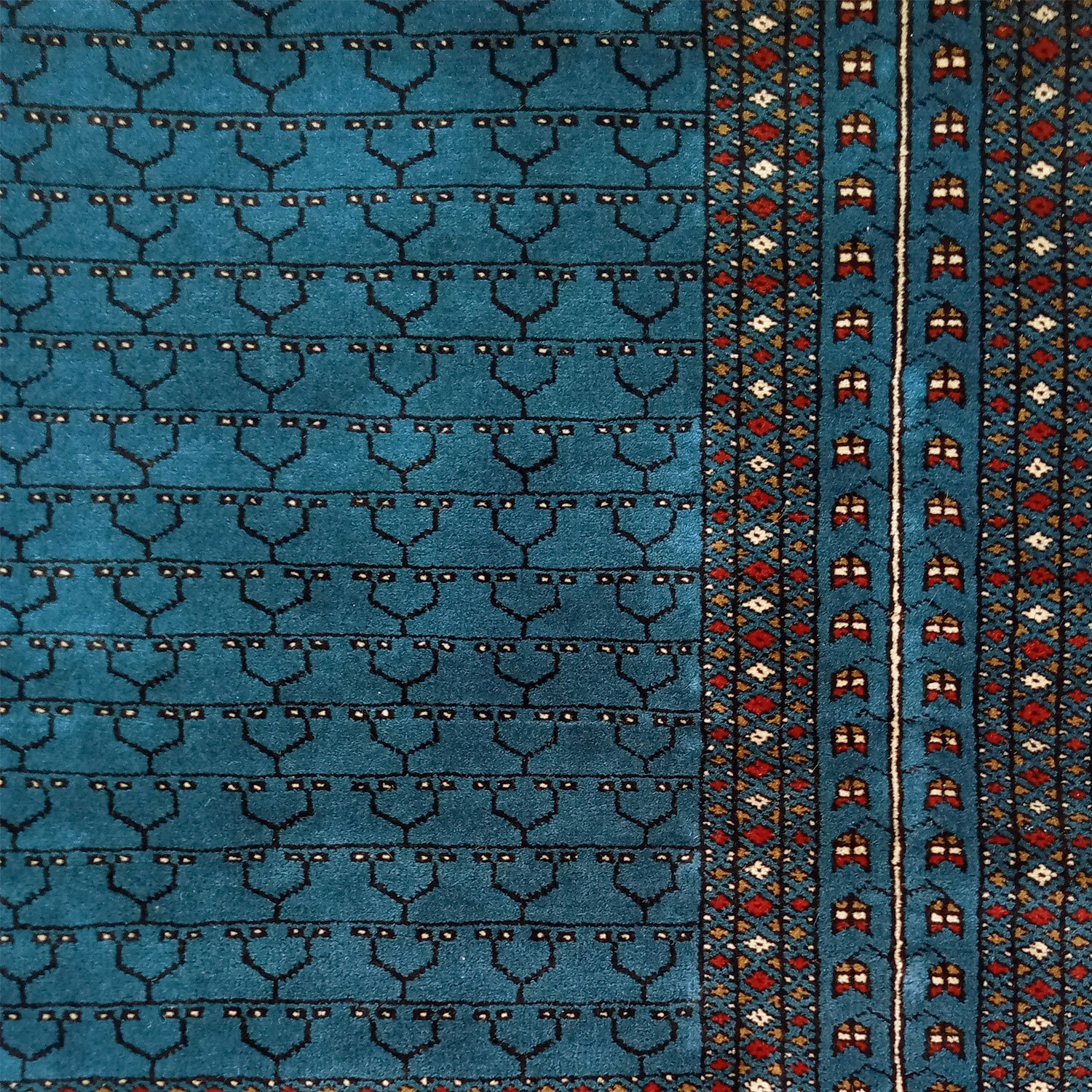 5x7 Feet Handmade Wool Carpet Blue Hand Knotted Parda Carpet - Image 2