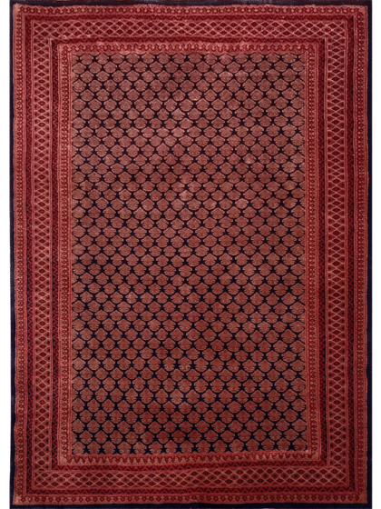 5×7 Feet Wool Black Hand Knotted Lichi Carpet