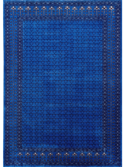 5×7 Feet Handmade Wool Carpet Royal Blue Hand Knotted Parda Carpet
