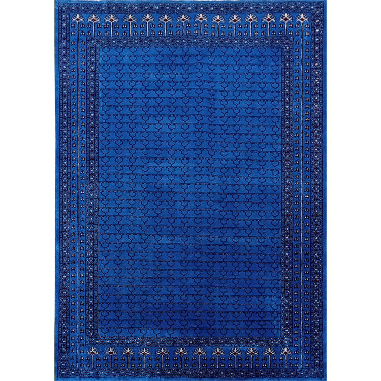 5×7 Feet Handmade Wool Carpet Royal Blue Hand Knotted Parda Carpet