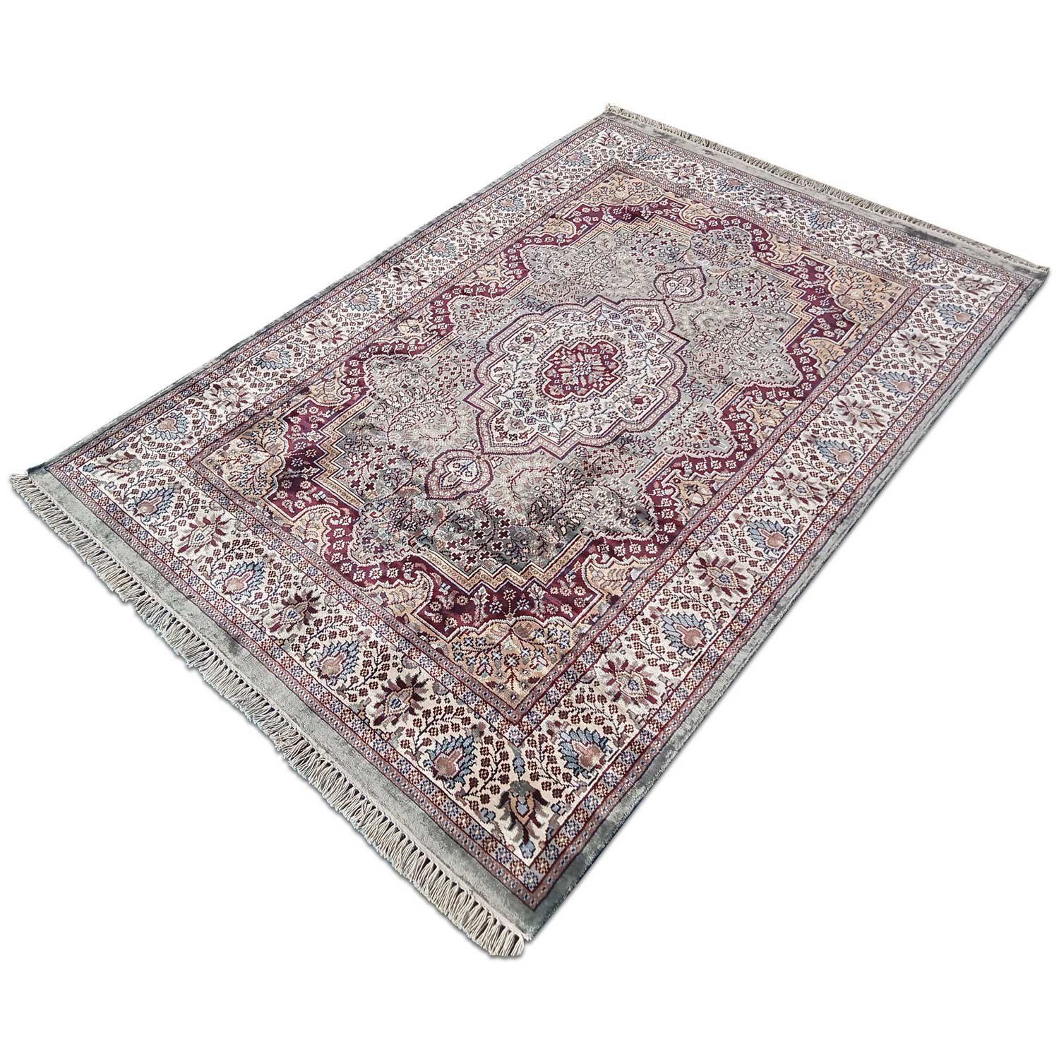 5×7 feet Grey Hand Knotted Persian Carpet Bamboo Silk - Image 2