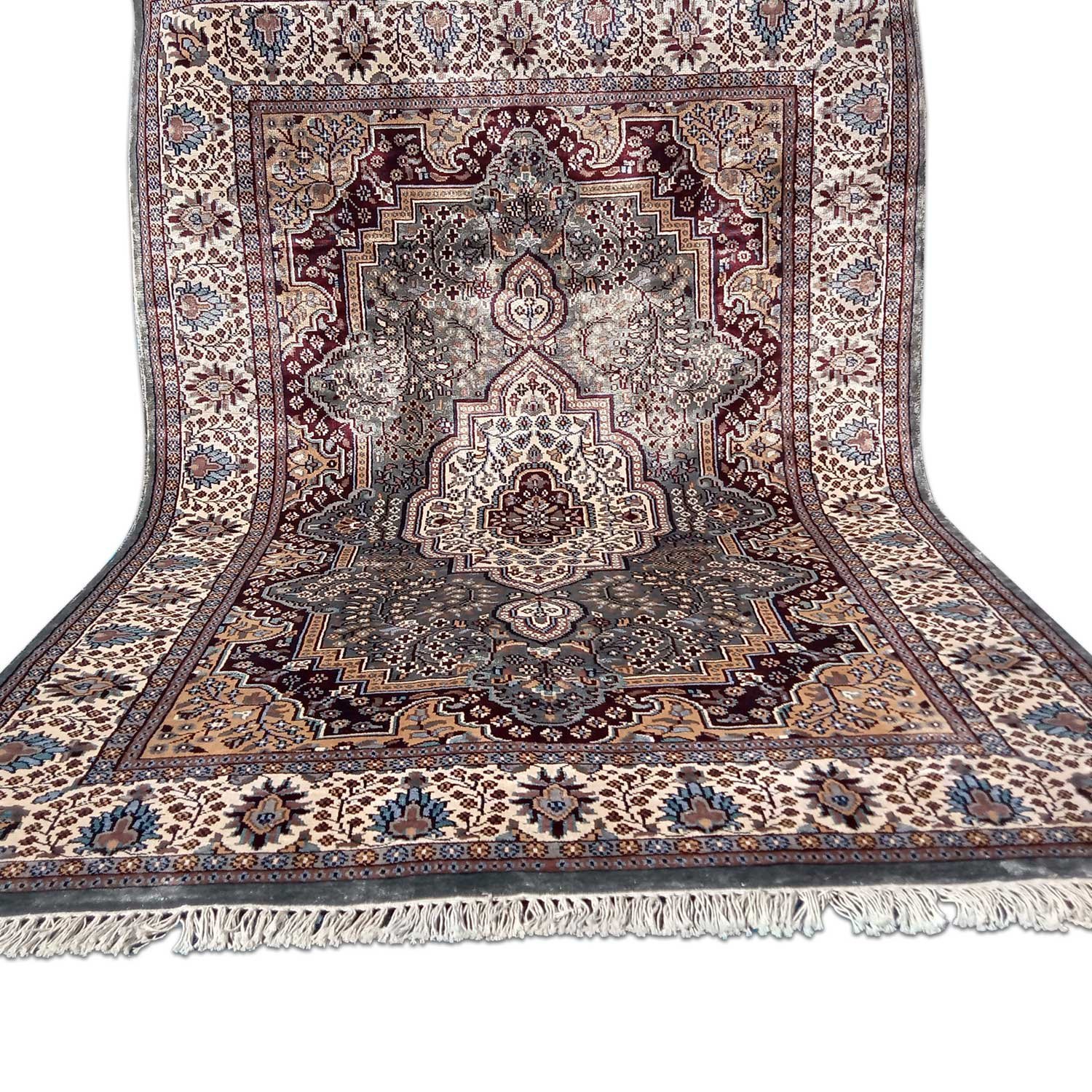 5×7 feet Grey Hand Knotted Persian Carpet Bamboo Silk - Image 4