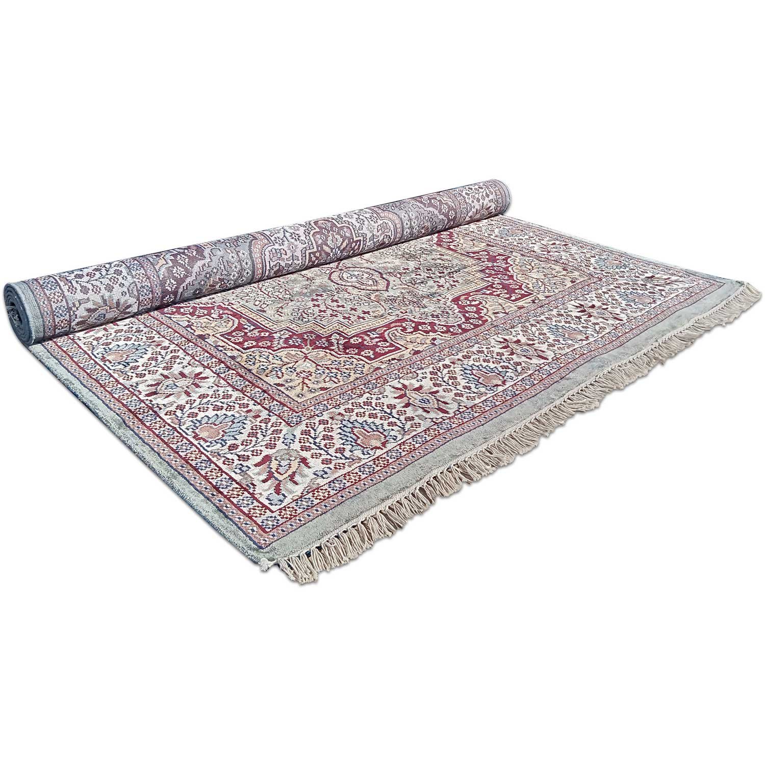 5×7 feet Grey Hand Knotted Persian Carpet Bamboo Silk - Image 5