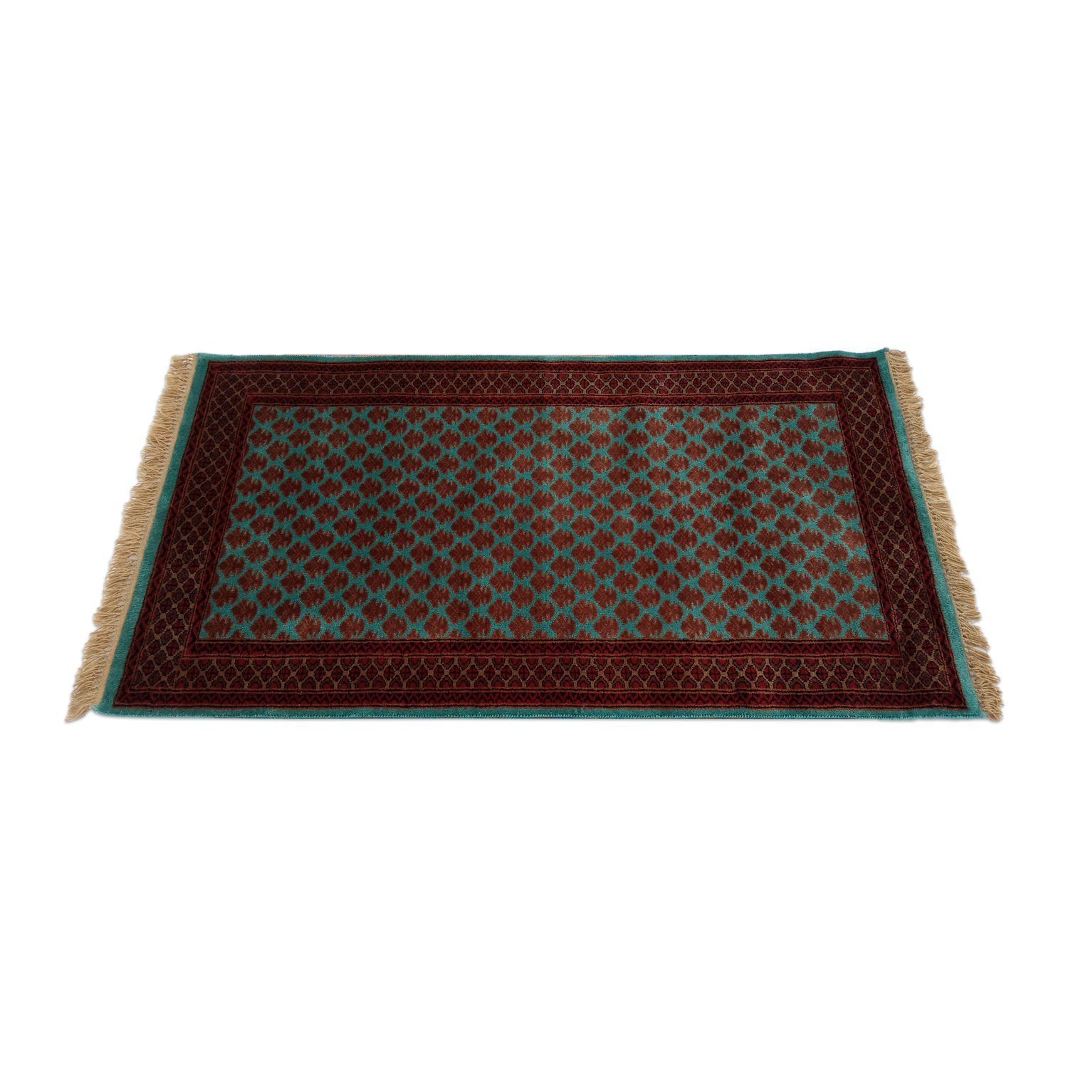 3×5 Feet Hand Knotted Lichi Wool Carpet Turquoise - Image 2