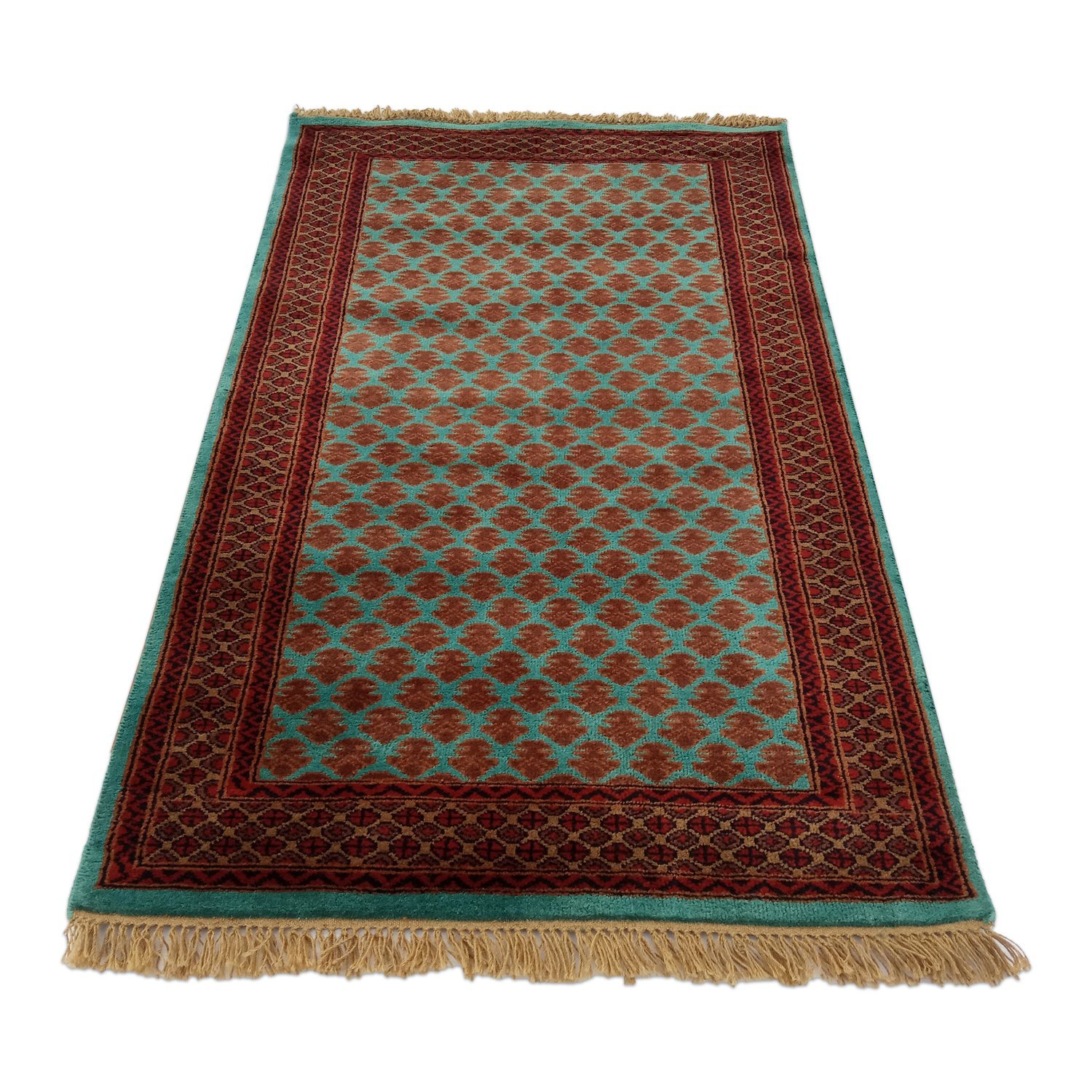 3×5 Feet Hand Knotted Lichi Wool Carpet Turquoise