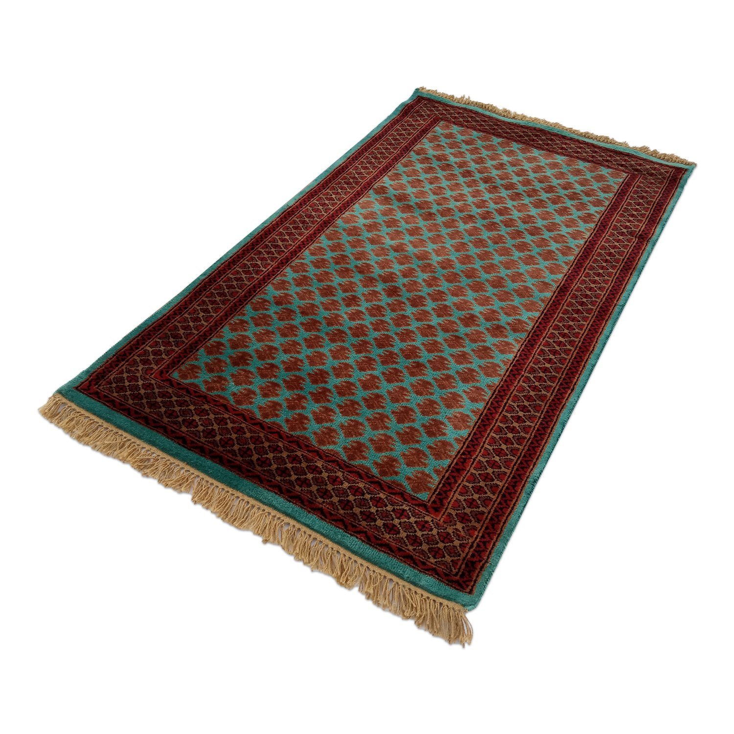 3×5 Feet Hand Knotted Lichi Wool Carpet Turquoise - Image 3