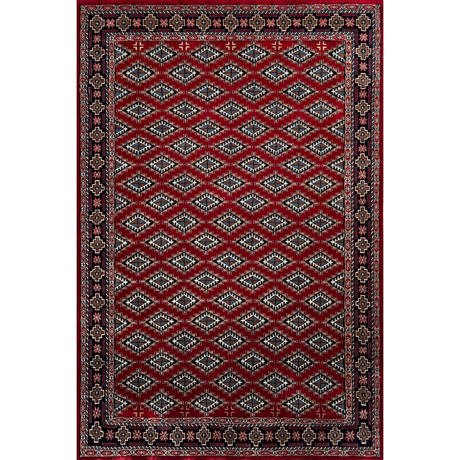 6x9 ft Hand Knotted Wool Carpet Red Barfi