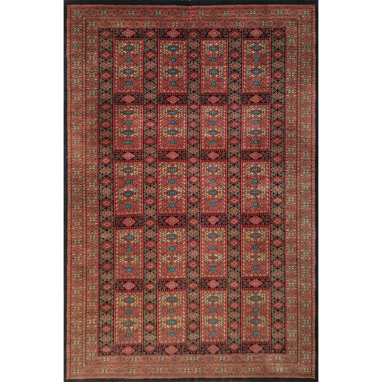 6x9 Feet Hand Knotted Wool Carpet Black & Brown