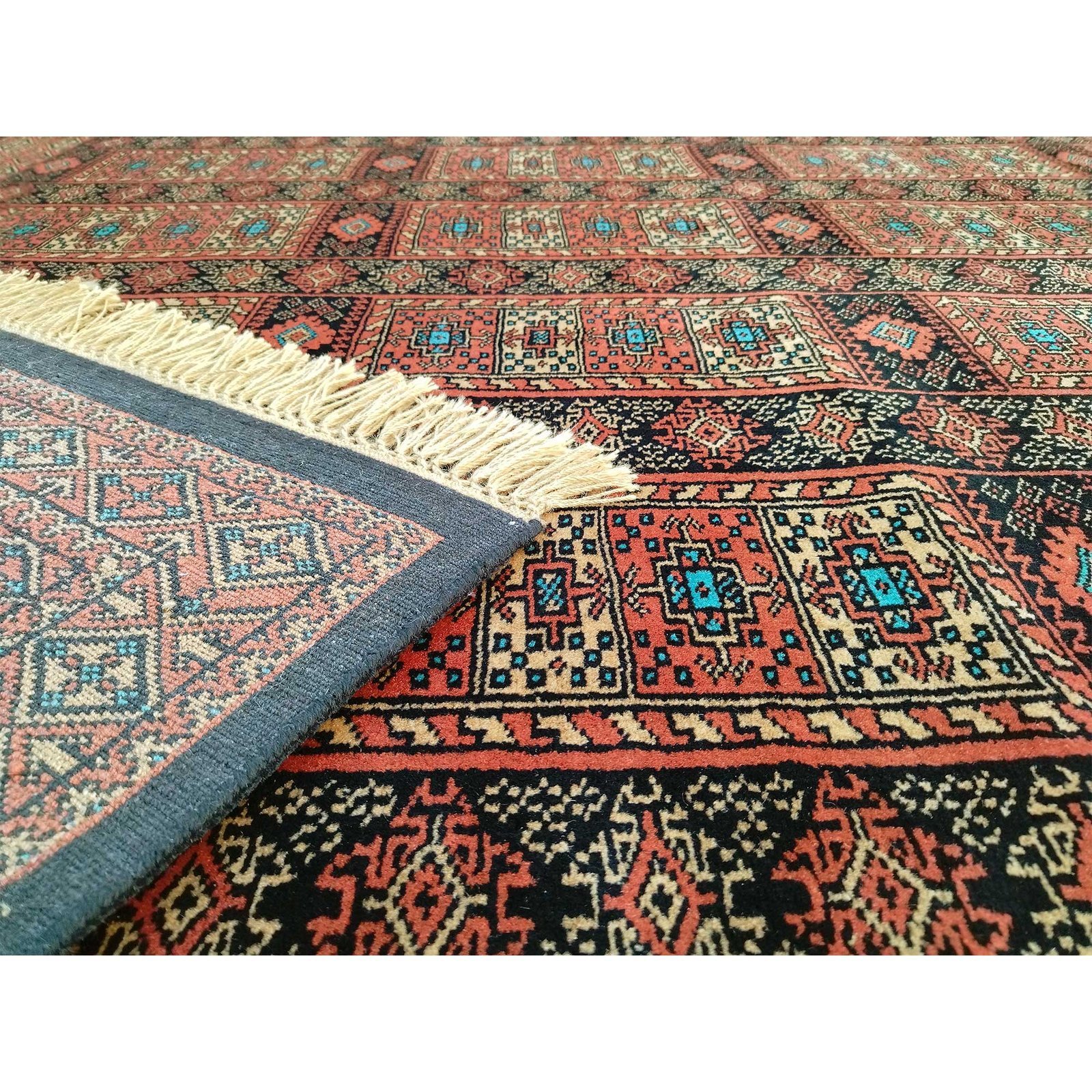 6x9 Feet Hand Knotted Wool Carpet Black & Brown - Image 6
