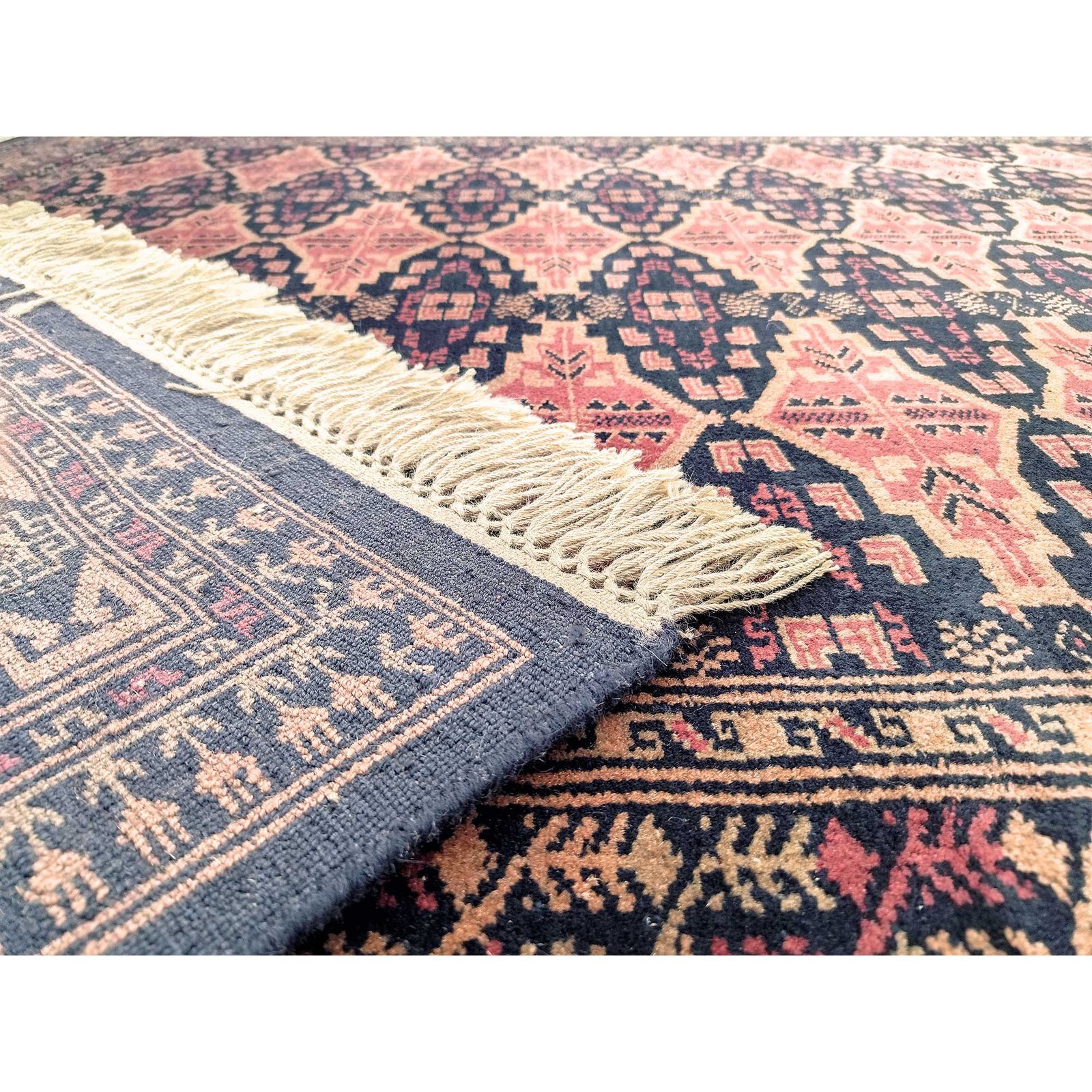 6x9 Feet Wool Black Handmade Tribal Carpet - Image 4