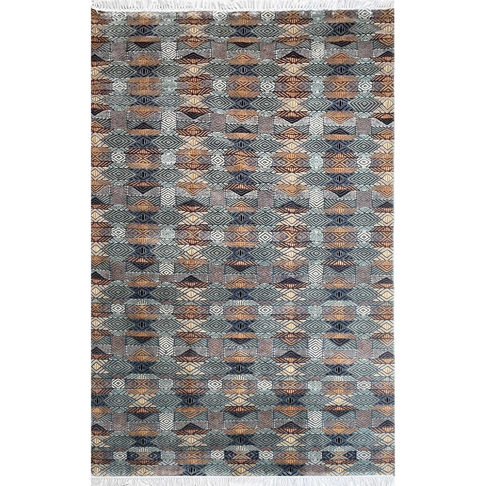 6x9 ft Hand Knotted Woolen Carpet Gray Chin