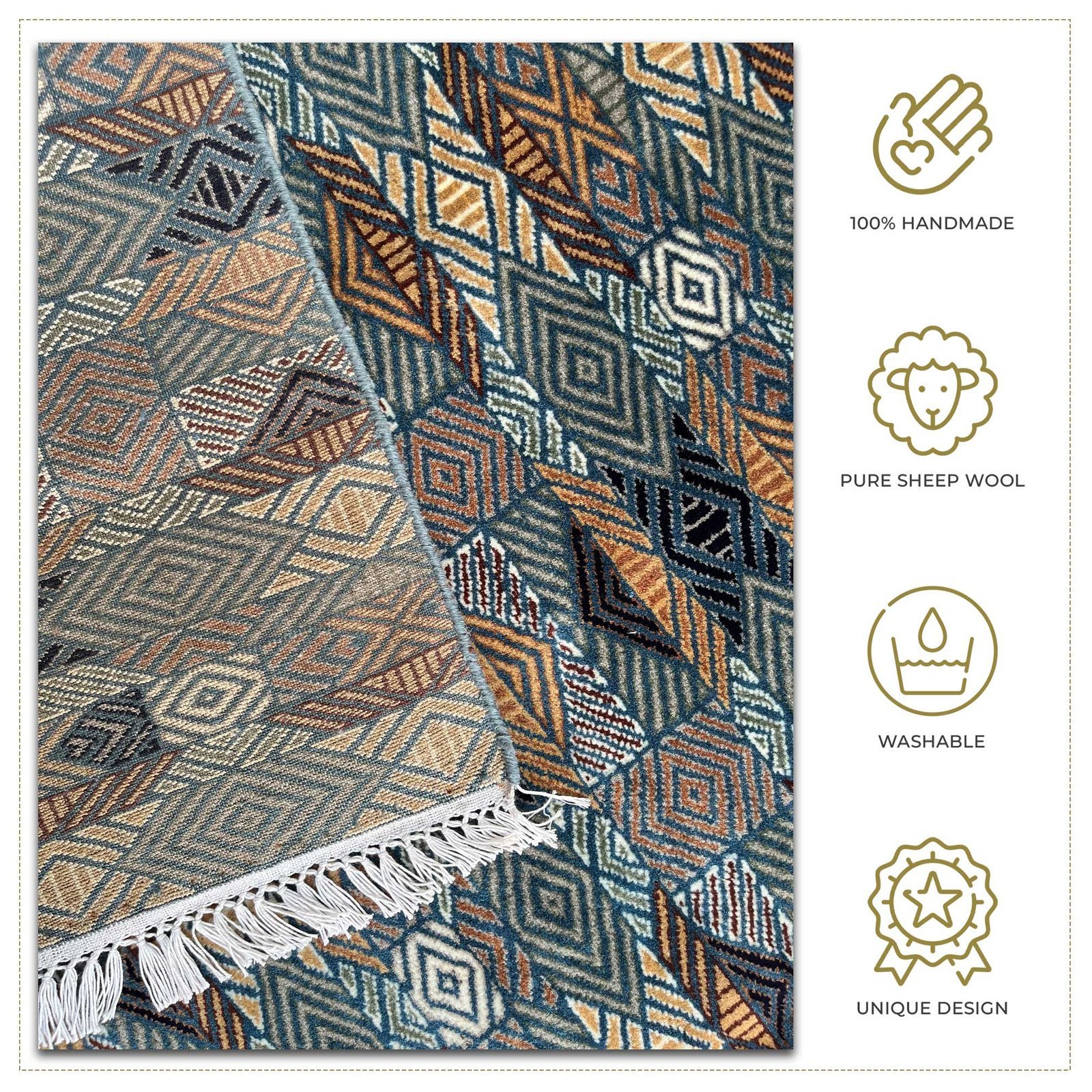 6x9 ft Hand Knotted Woolen Carpet Gray Chin - Image 5