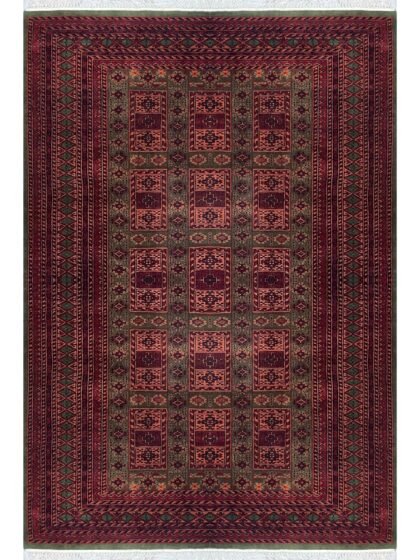 6x9 ft Hand-knotted Woolen Carpet Dubba Green