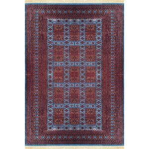 6x9 ft Hand Knotted Woolen Carpet Dubba Blue