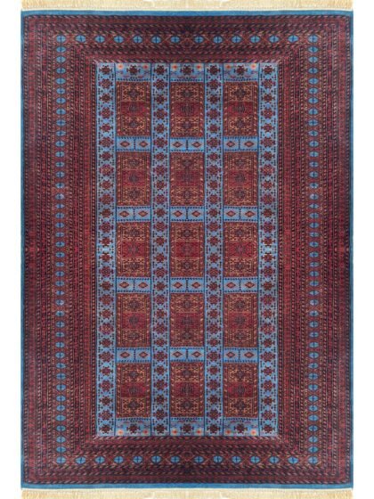 6x9 ft Hand Knotted Woolen Carpet Dubba Blue