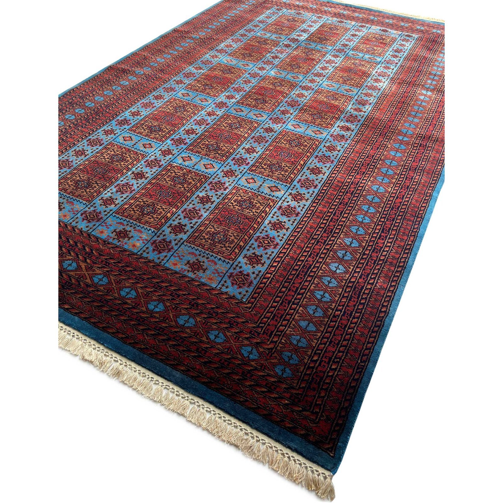 6x9 ft Hand Knotted Woolen Carpet Dubba Blue - Image 2